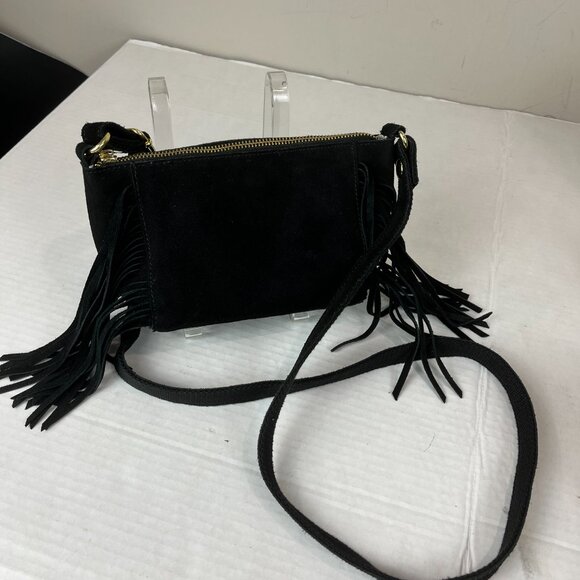 Women's Black Suede Fringed Steve Madden Crossbody Bag - Picture 4 of 7
